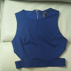 Forever 21 Royal Blue Cropped Tank Top with Back Zip
